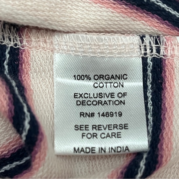 Ivory Ella Cropped Hoodie Striped Pink and Navy Blue size Large - Picture 9 of 12